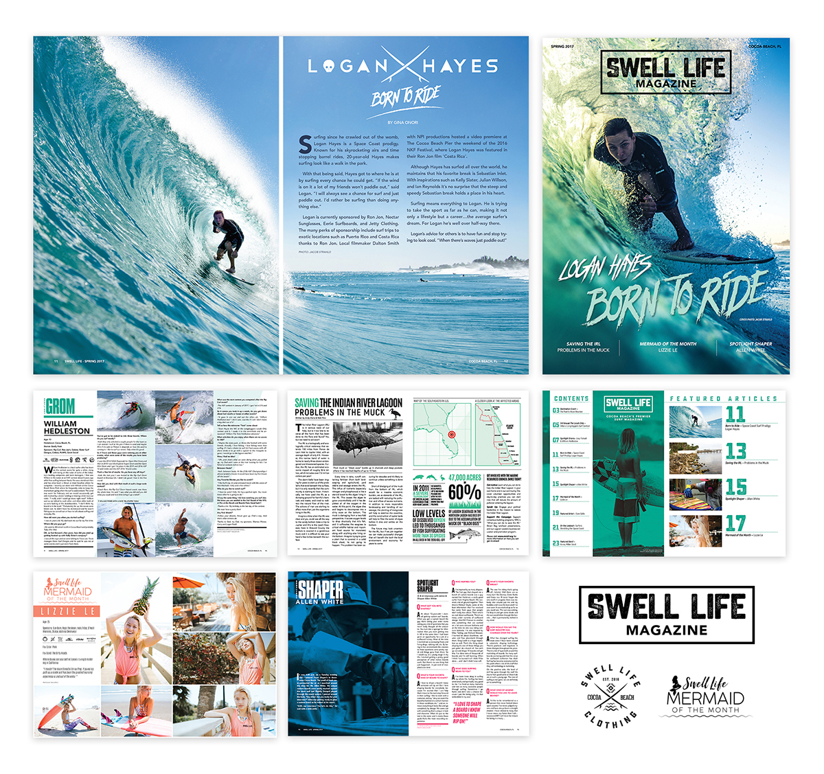 Swell Life layout design showcase for issue 3