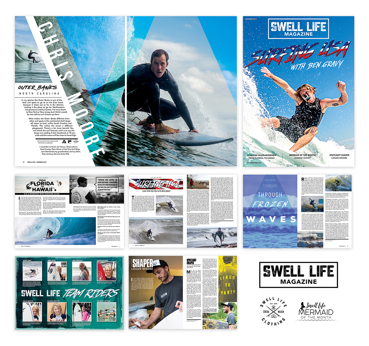 Swell Life layout design showcase for issue 4